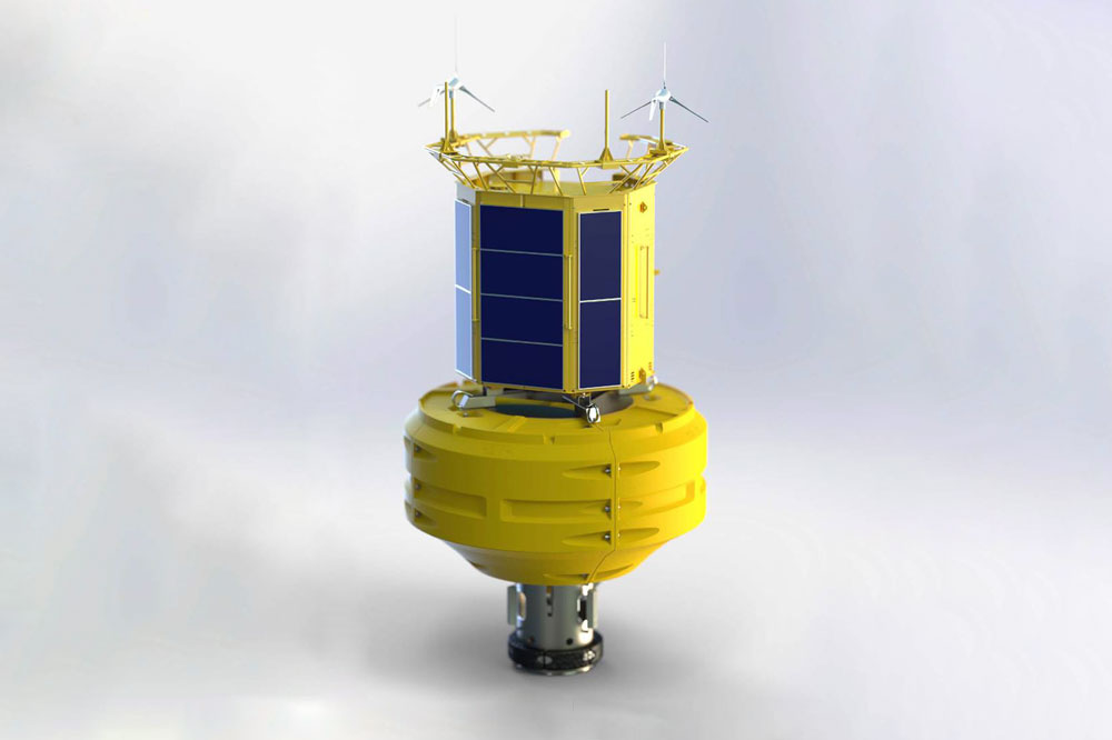 Yellow scientific data buoy - computer generated picture