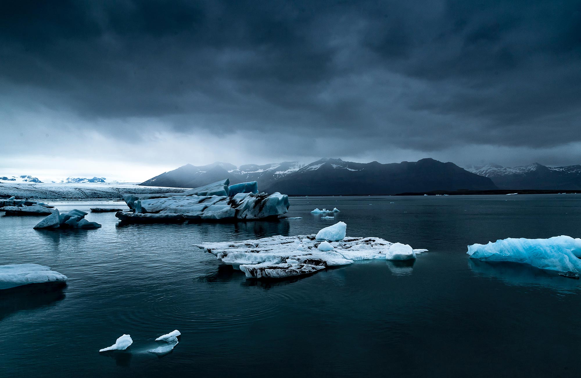 Sea ice with a dark sky