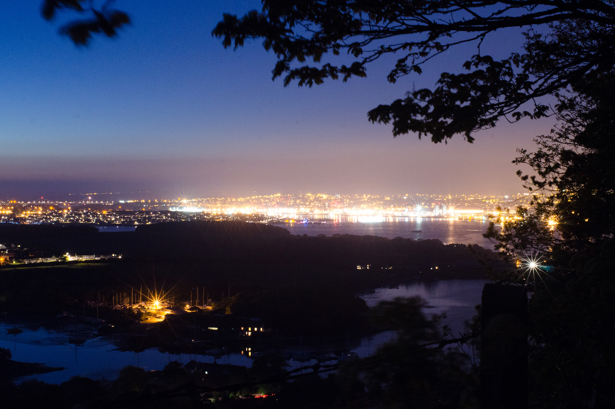 Street lighting creates an artificial glow in the night sky above Plymouth and the surrounding areas (Credit Thomas Davies